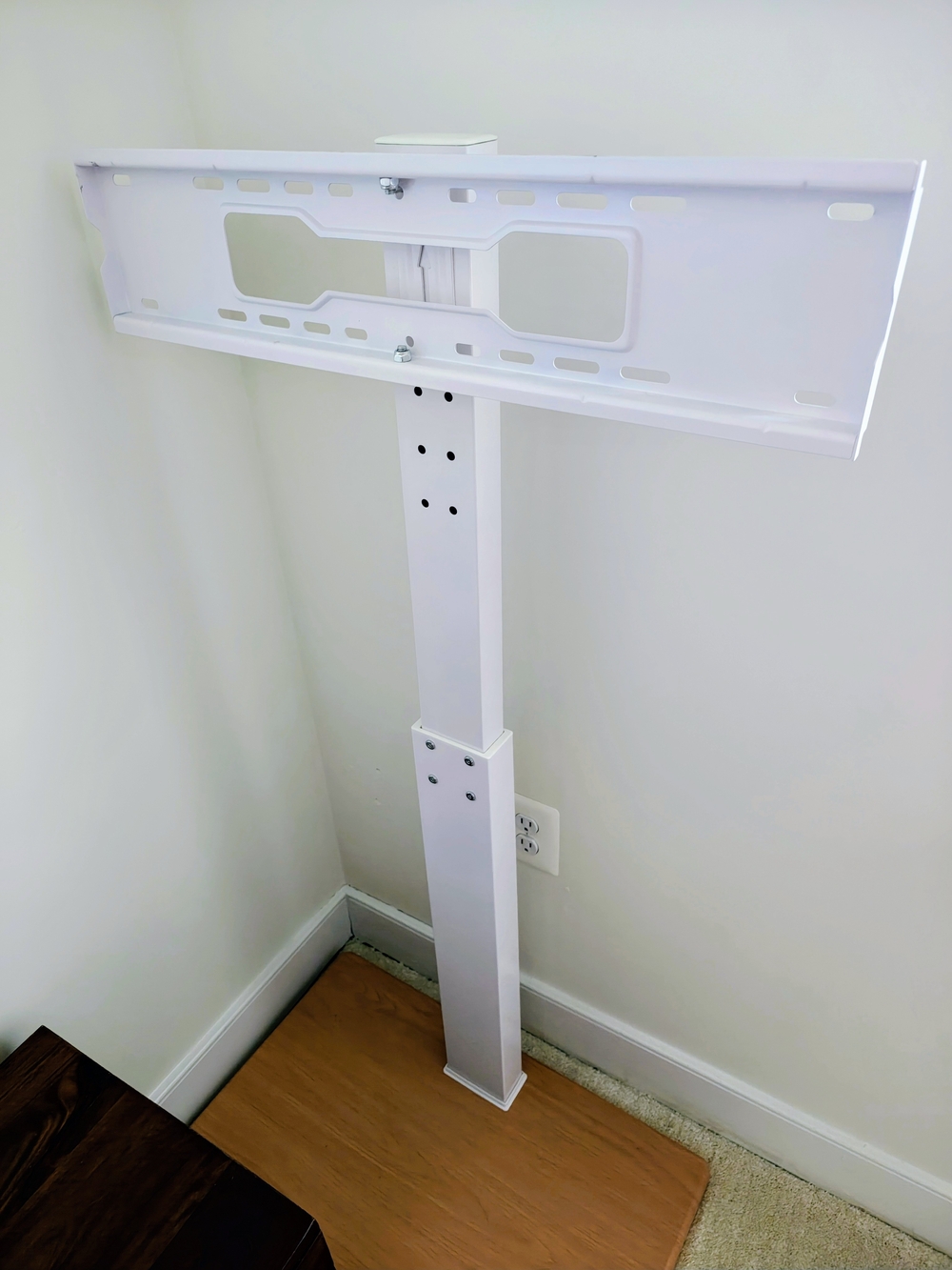 White Adjustable TV Mount Stand - Sleek Home Storage & Organization